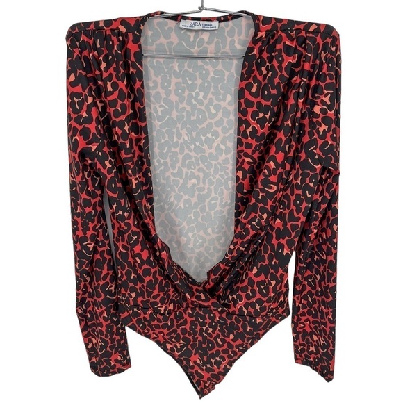 Zara Crossover Leopard Animal Print Long Sleeve Bodysuit - Picture 8 of 12